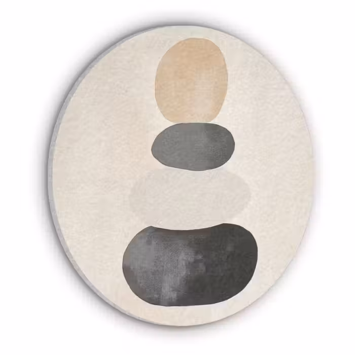 Akoestisch schilderij rond - Japandi - Wabi sabi - Beige