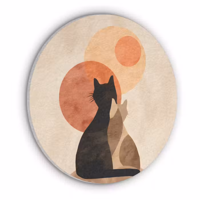 Akoestisch schilderij rond - Katten - Zwart - Abstract - Cirkels