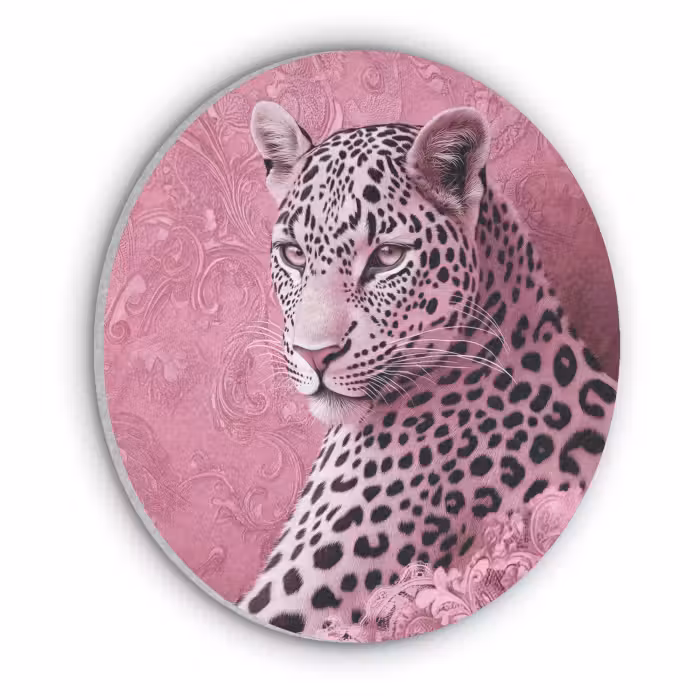 Akoestisch schilderij rond - Panter - Luxe - Roze