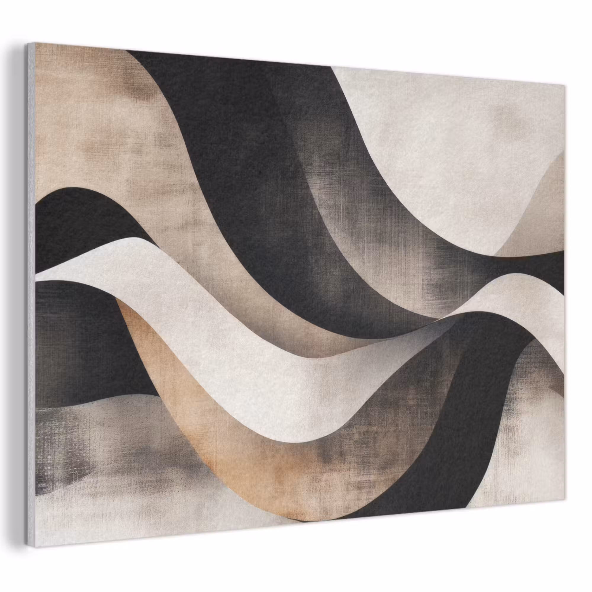 Akoestisch schilderij - Abstract - Golven - Zwart - Verweerd