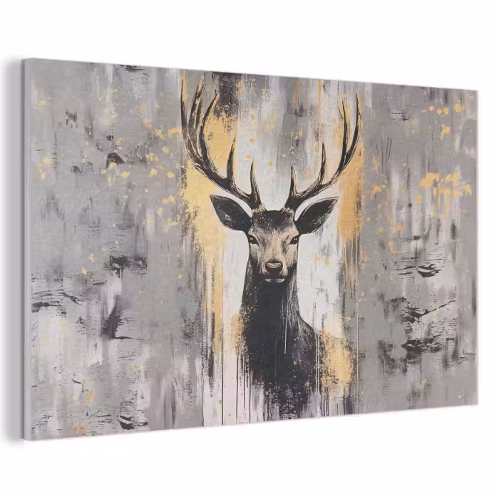 Akoestisch schilderij - Abstract - Hert - Gewei - Goud