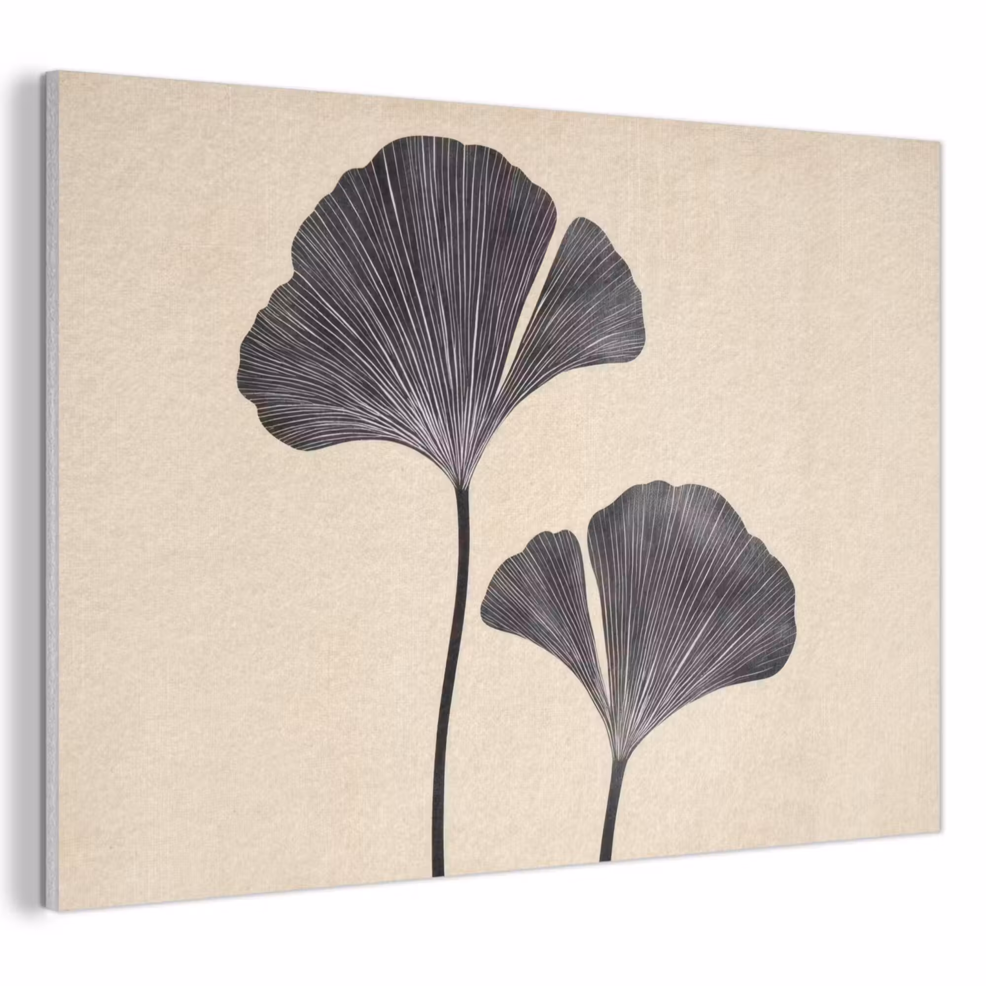 Akoestisch schilderij - Bladeren - Minimalistisch - Zwart