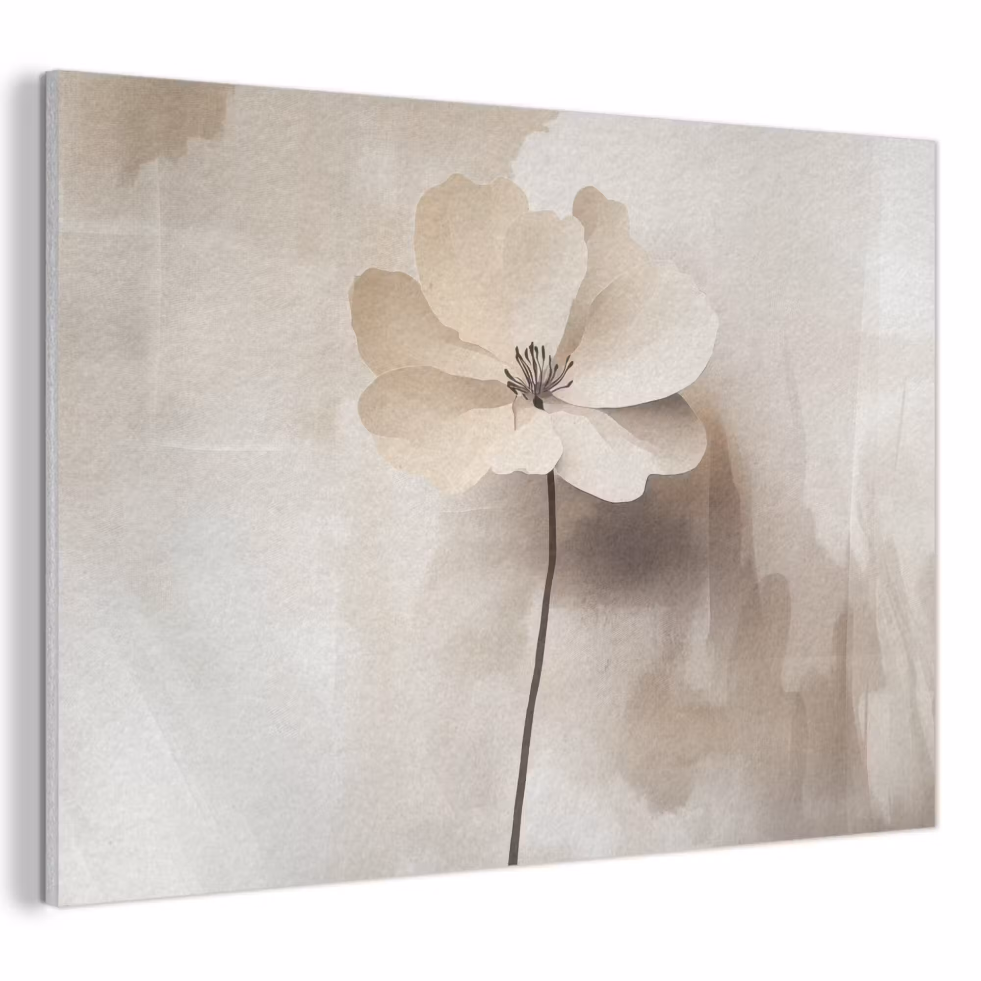 Akoestisch schilderij - Bloem - Beige - Verf - Schaduw