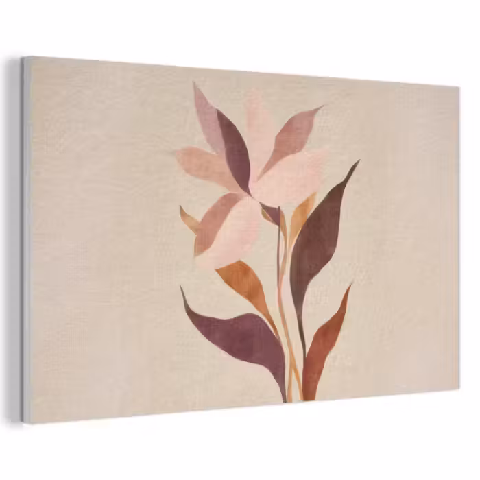 Akoestisch schilderij - Bloemen - Blaadjes - Minimalistisch - Roze