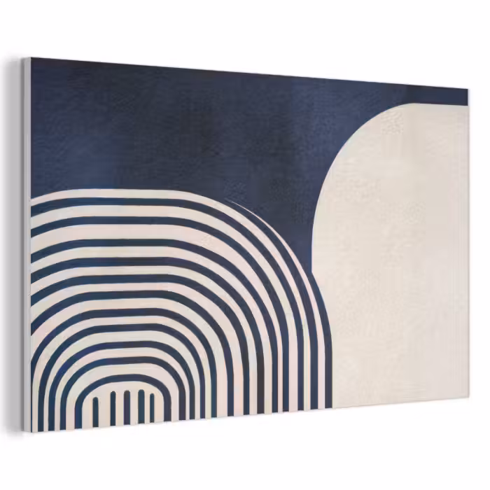 Akoestisch schilderij - Donkerblauw - Abstract - Lijnen