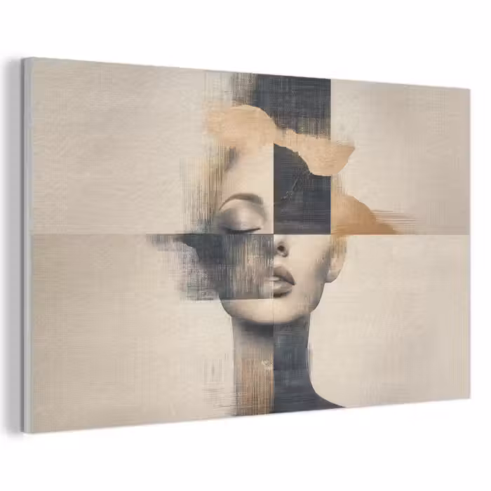 Akoestisch schilderij - Goud - Vrouw - Rechthoeken