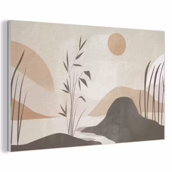 Akoestisch schilderij - Japandi - Landschap - Beige