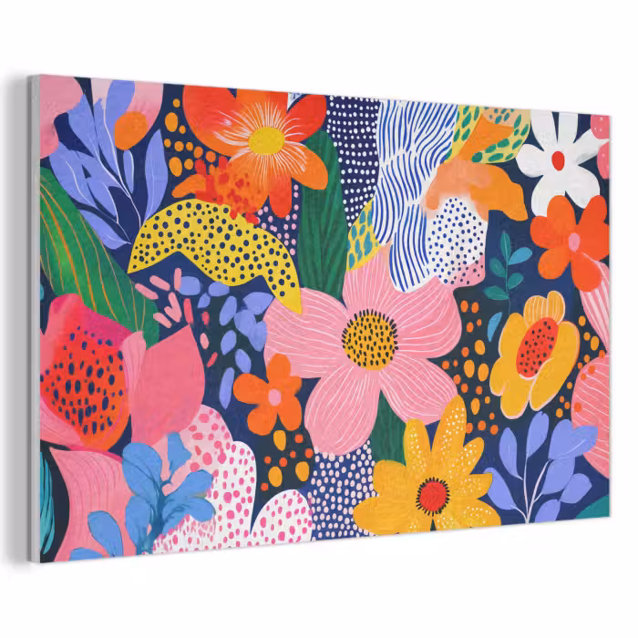 Akoestisch schilderij - Kleurrijk - Bloemen - Abstract - Stippen