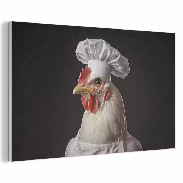 Akoestisch schilderij - Kok - Rood - Kip