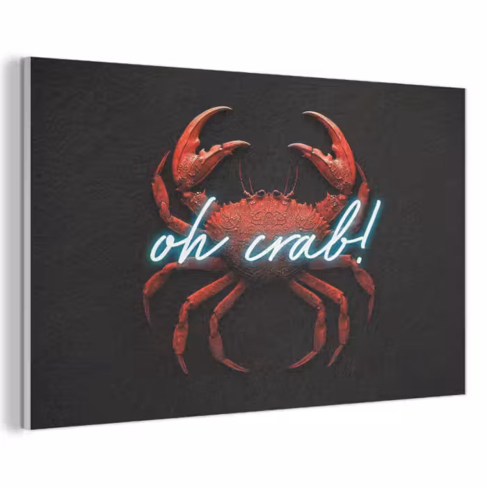 Akoestisch schilderij - Krab - Rood - Neon - Quote