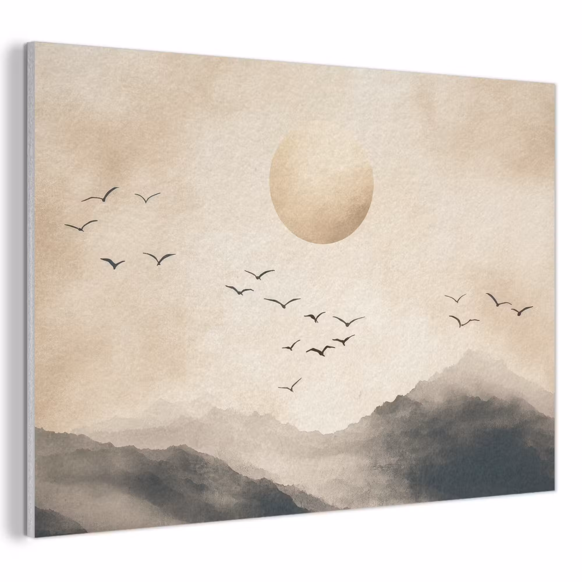 Akoestisch schilderij - Landschap - Japandi - vogel