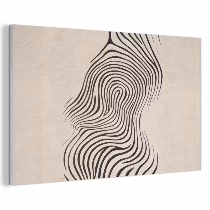 Akoestisch schilderij - Lijnen - Abstract - Golvend - Zwart