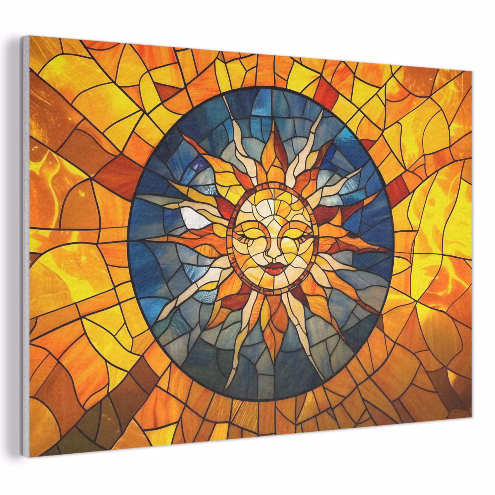 Akoestisch schilderij - Mozaïek - Zon - Geel - Cirkel
