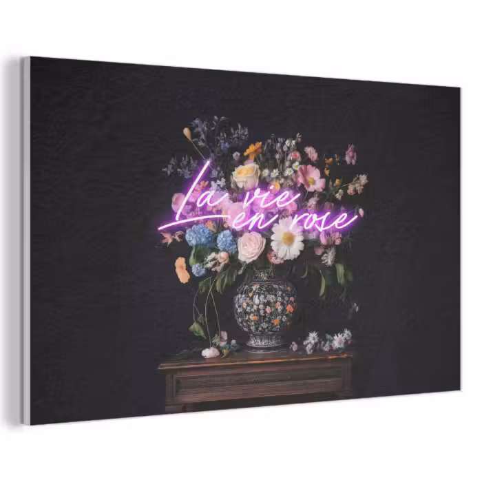 Akoestisch schilderij - Neon - Vaas - Bloemen