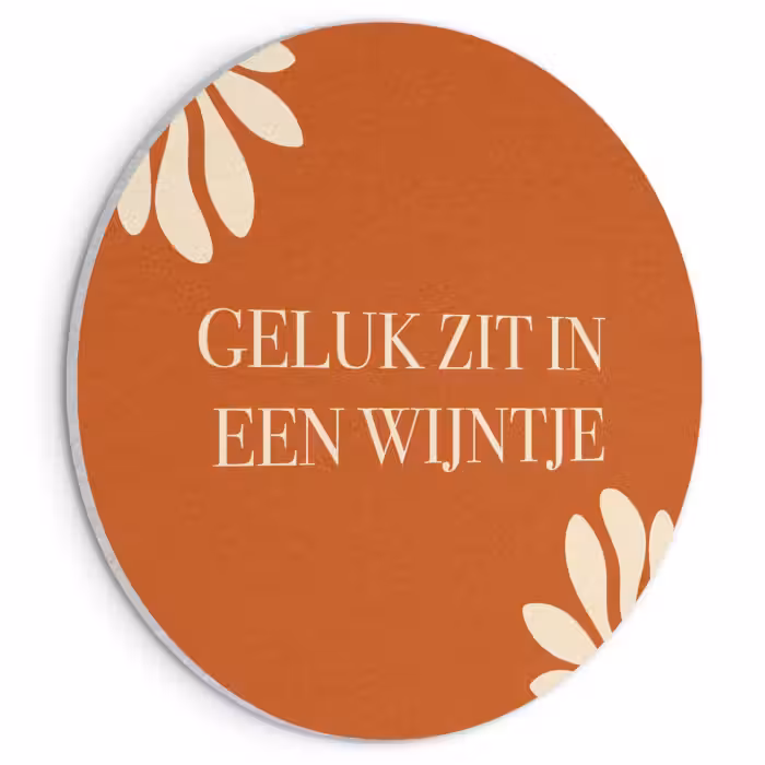 Akoestisch schilderij - Oranje - Wijntje - Quote