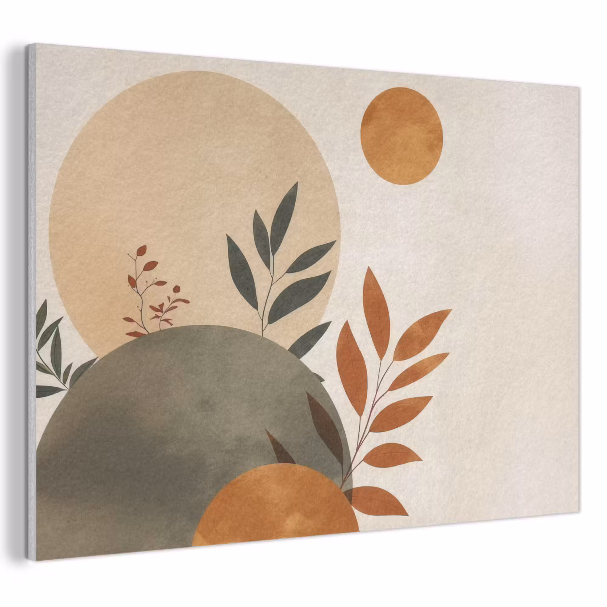Akoestisch schilderij - Vormen - Rond - Bladeren - Beige