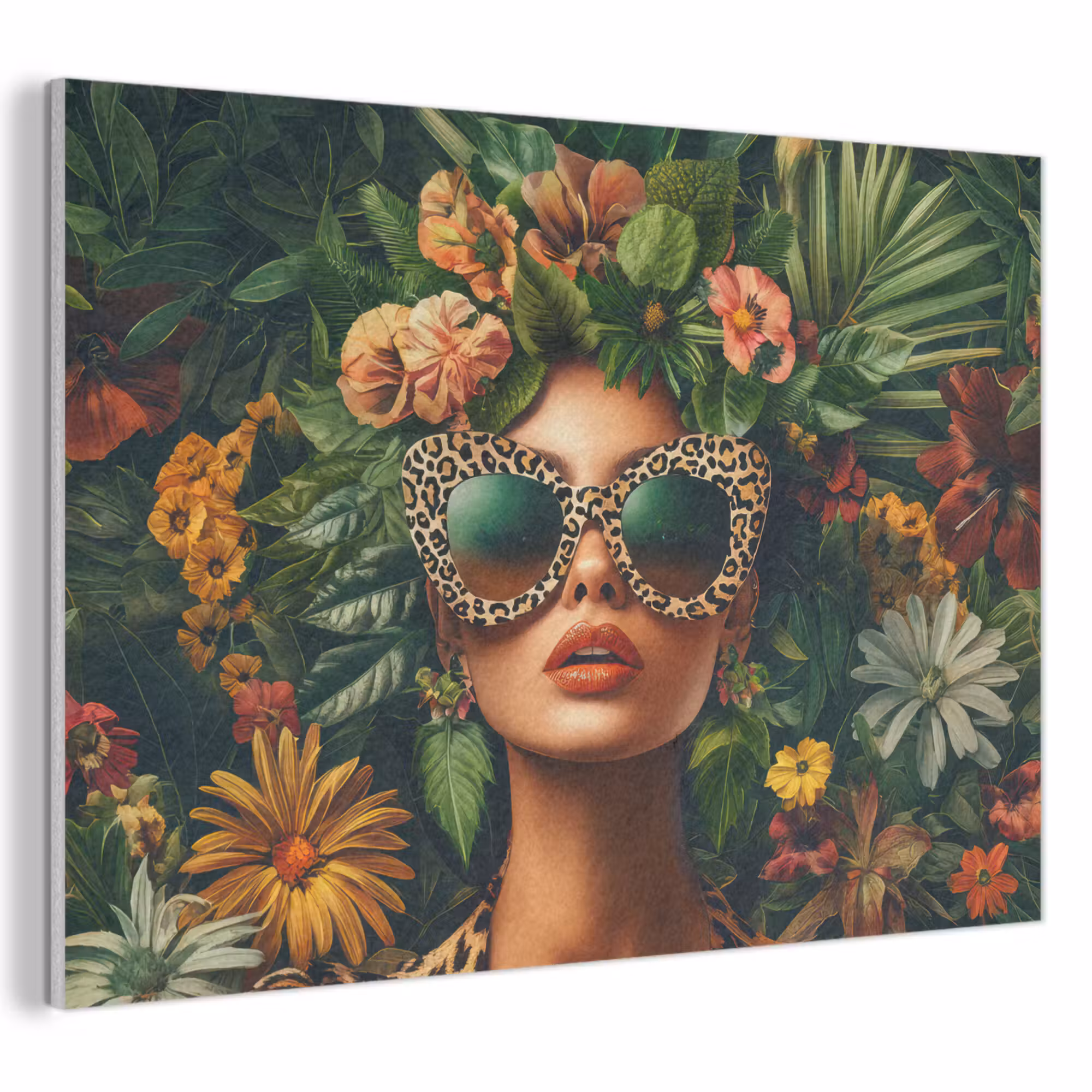 Akoestisch schilderij - Vrouw - Panterprint - Jungle - Natuur - Luxe