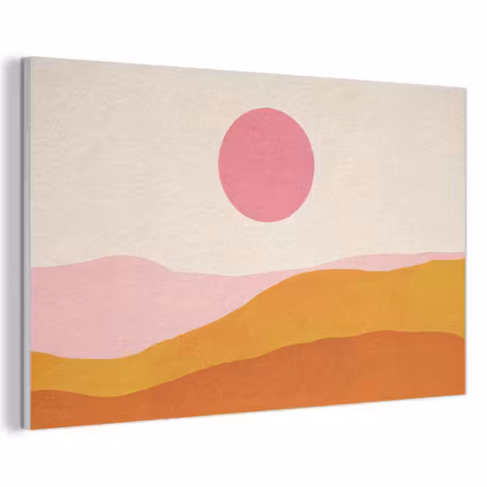 Akoestisch schilderij - Zon - Heuvels - Abstract - Roze