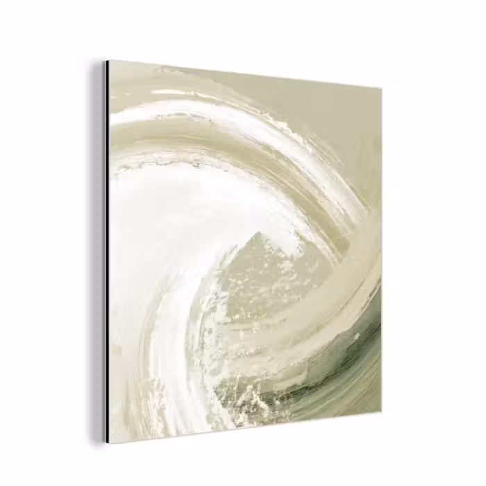 Aluminium schilderij - Abstract - Penseelstreken - Golven - Groen