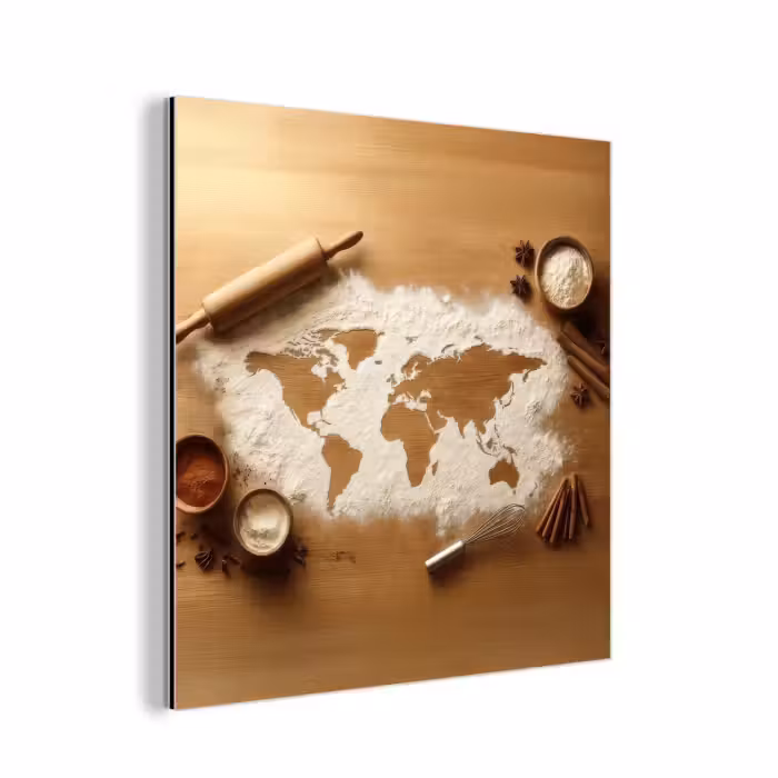 Aluminium schilderij - Hout - Wereldkaart - Bakken - Keuken