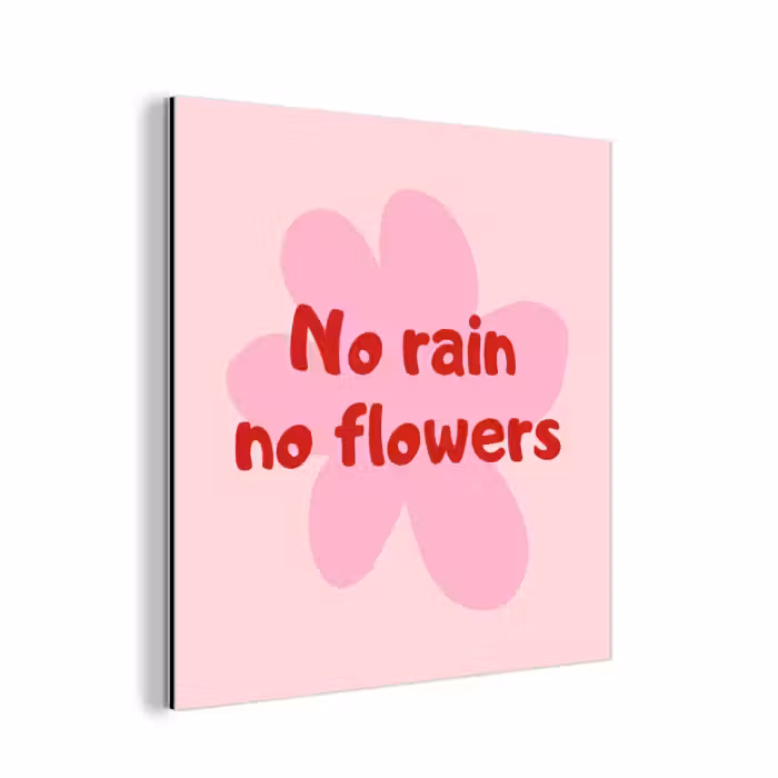 Aluminium schilderij - No rain no flowers - Bloem - Roze
