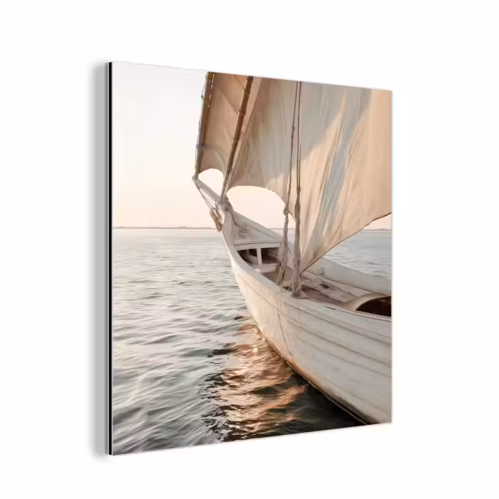 Aluminium schilderij - Zeilboot - Zee - Beige - Zon