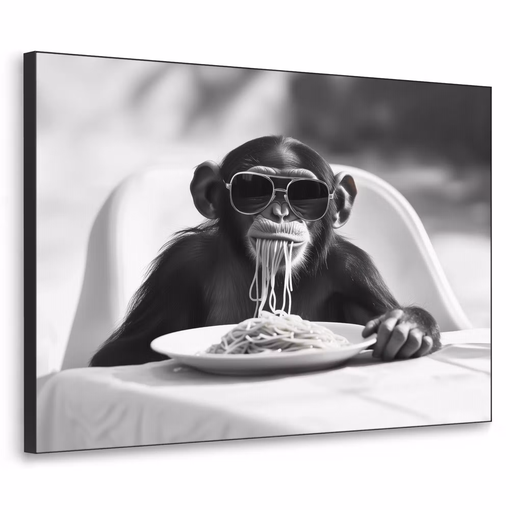 Art Frame - Aap - Spaghetti - Zonnebril - Zwart wit - Cool - Dier