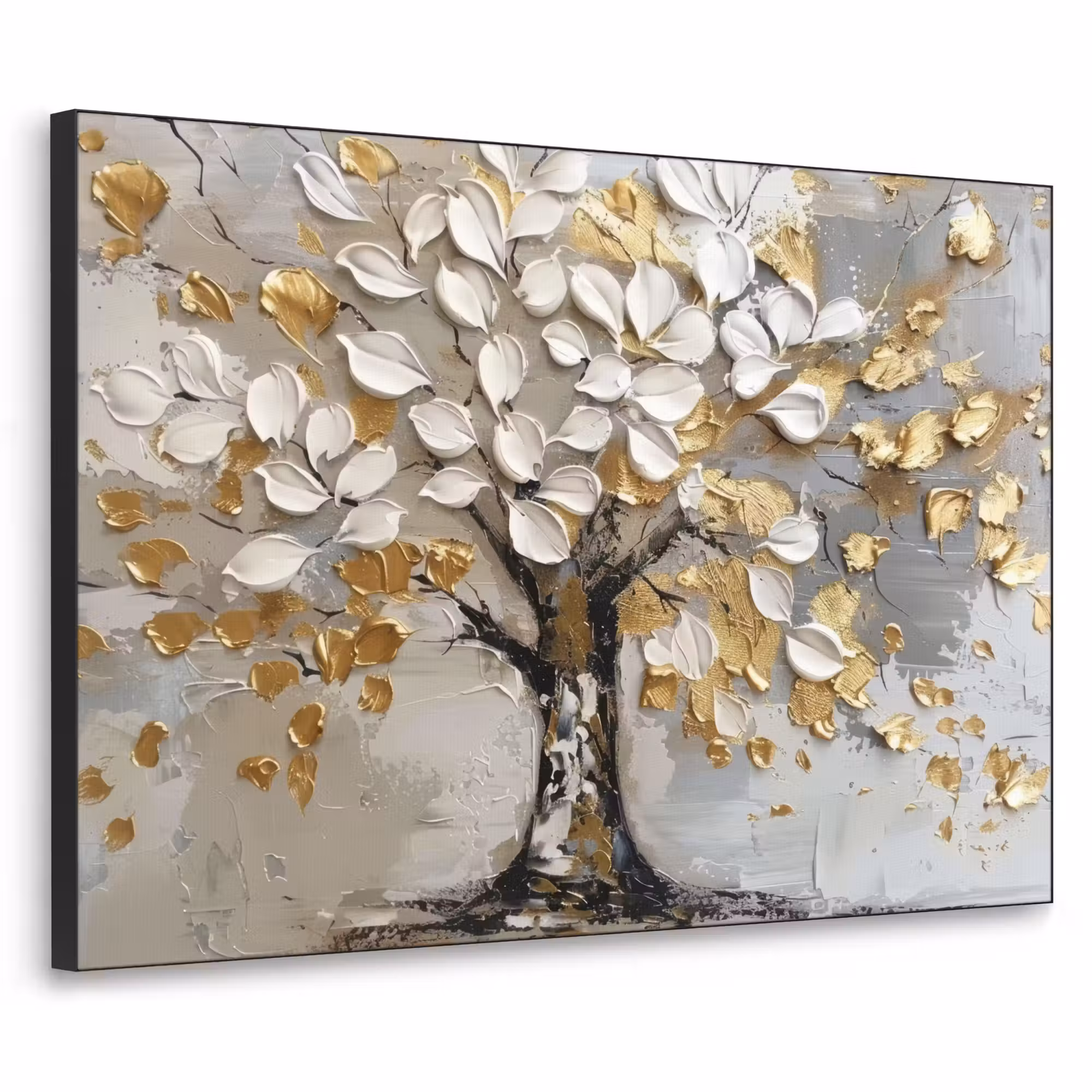 Art Frame - Boom - Beige - Grijs - Goud - Abstract