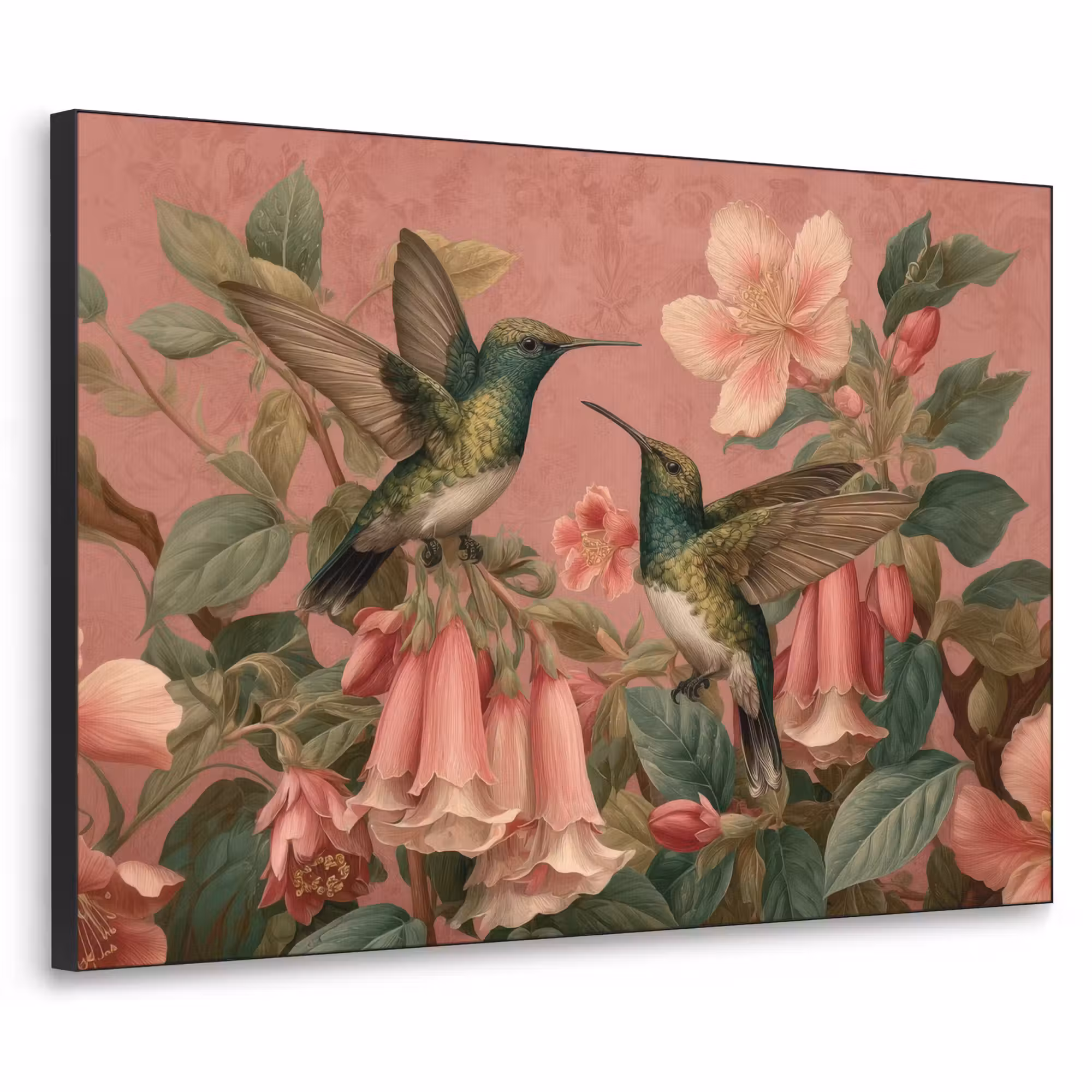 Art Frame - Kolibries - Bloemen - Groen - Roze