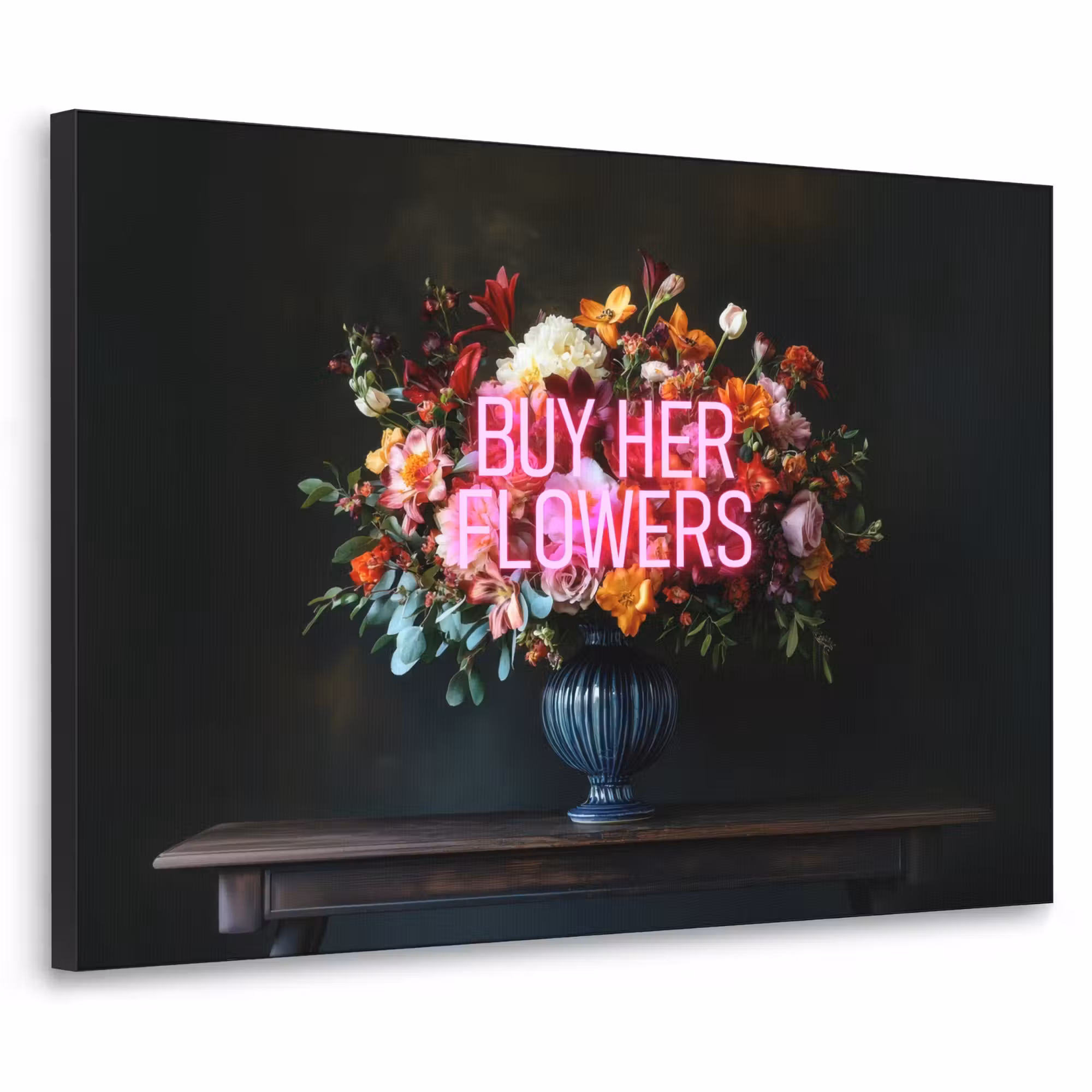Art Frame - Quote - Bloemen - Vaas - Neon