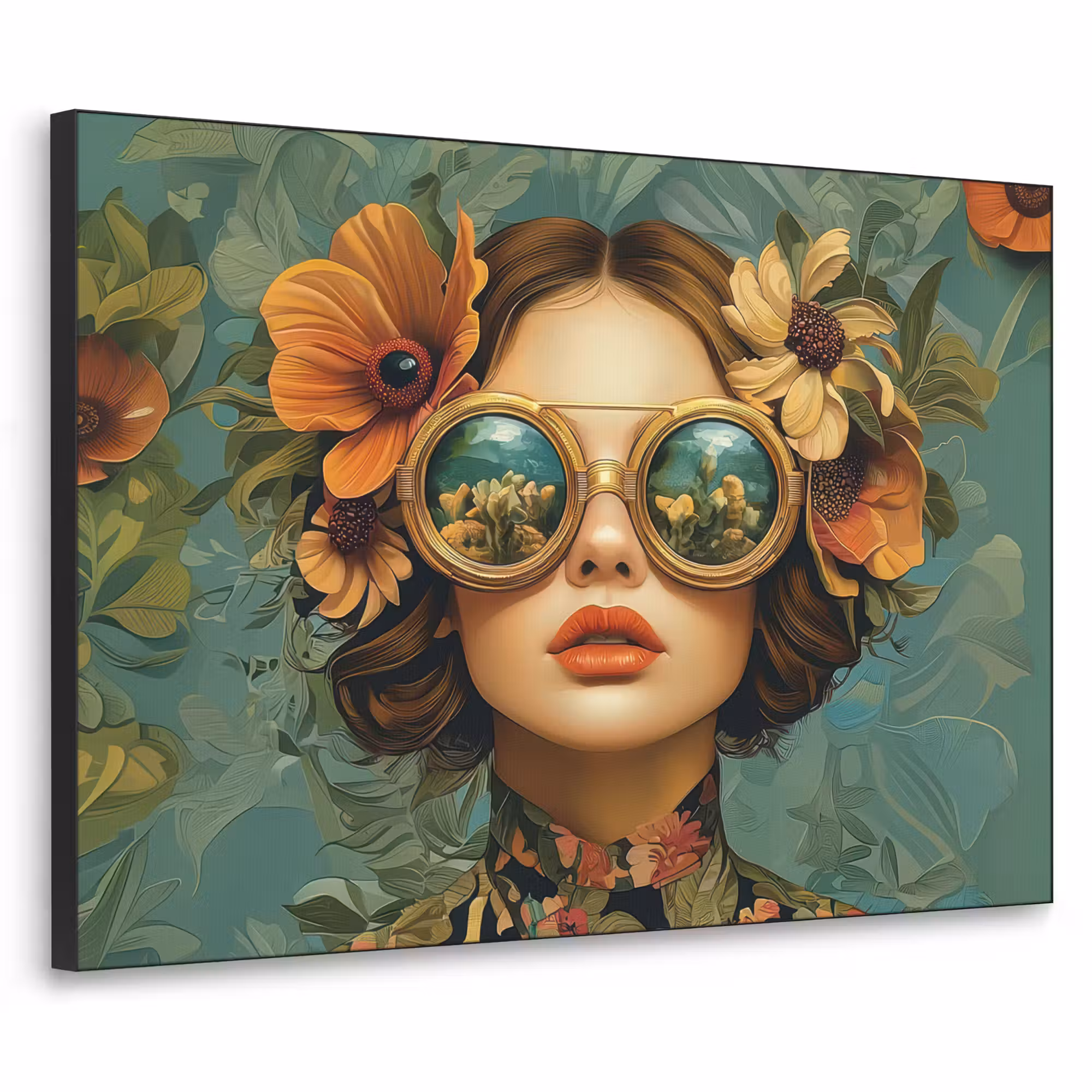 Art Frame - Vrouw - Bloemen - Vlinders - Natuur - Vintage