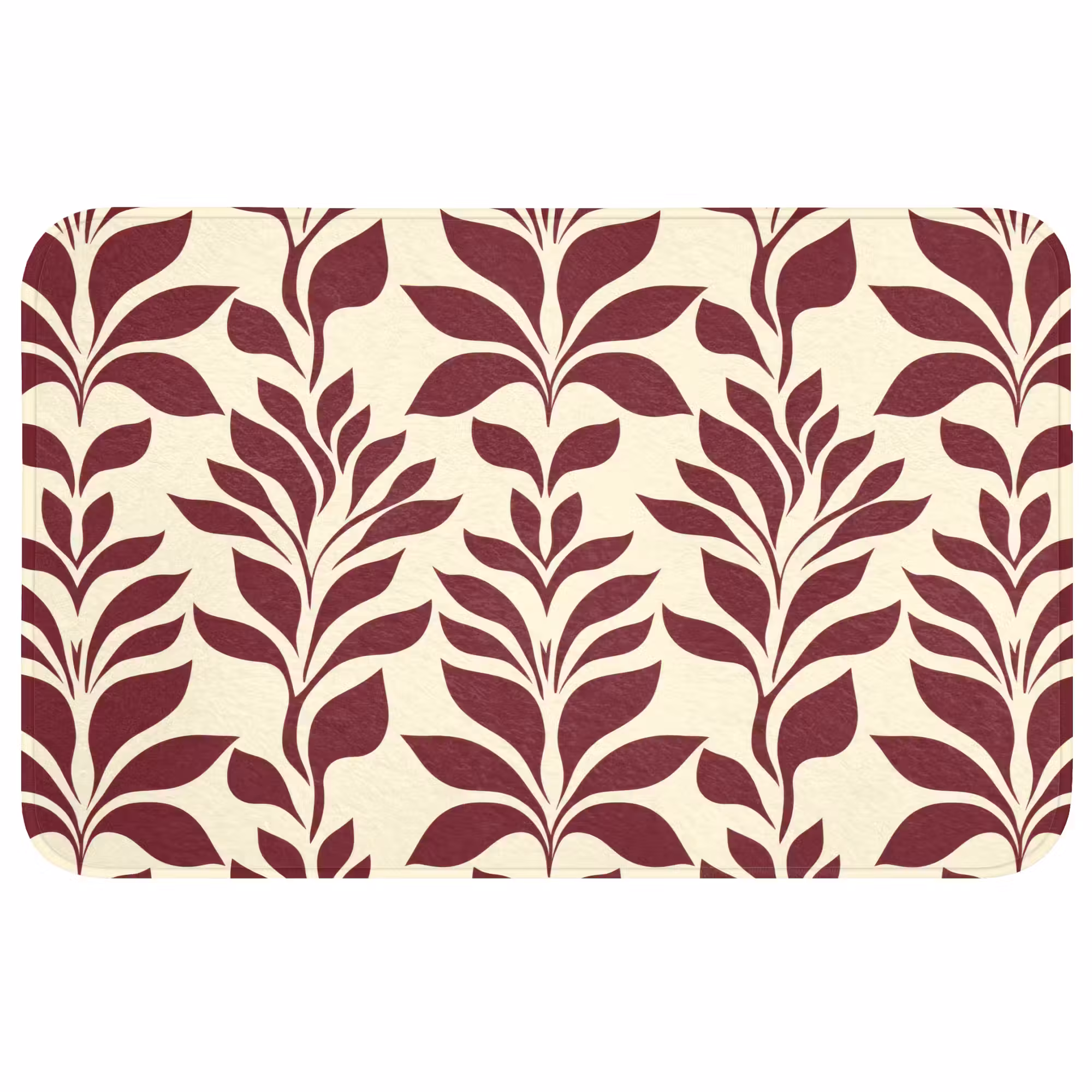 Badmat - Abstract - Bladeren - Burgundy
