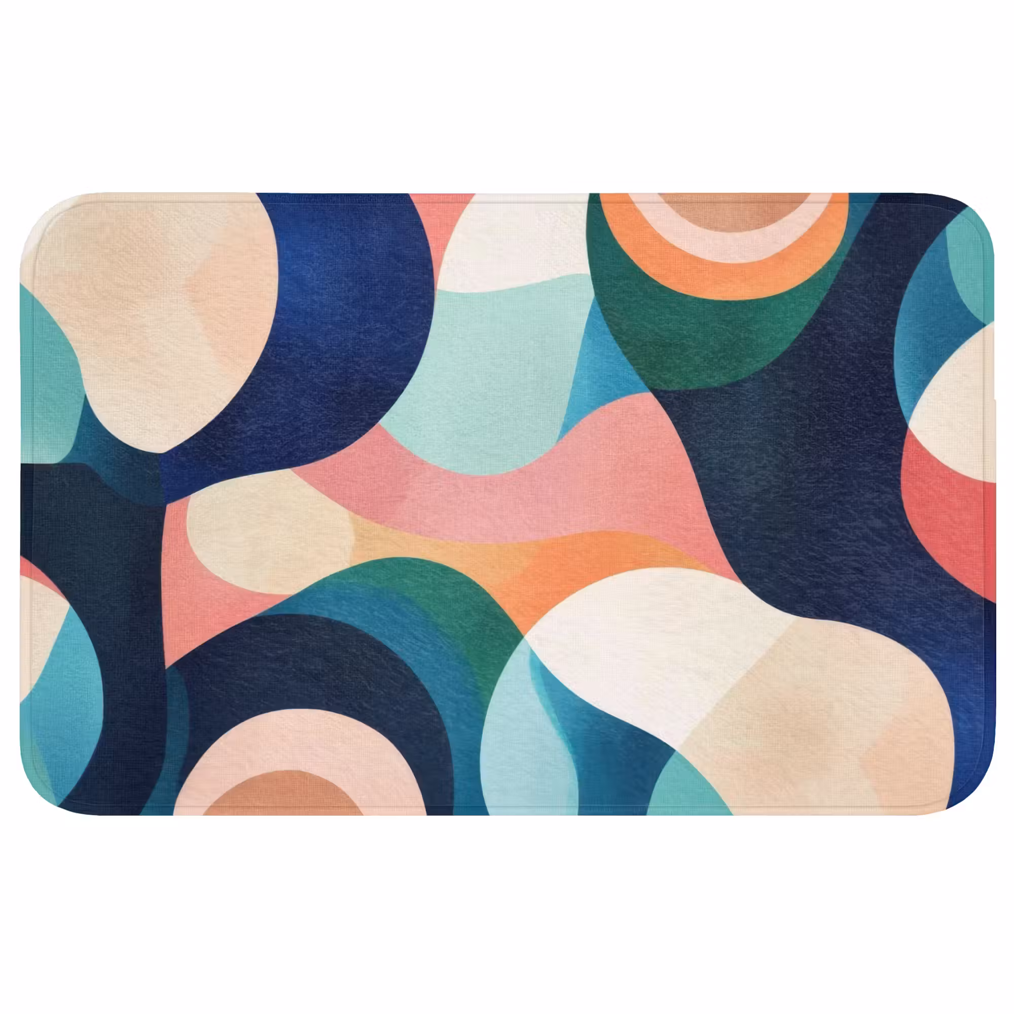 Badmat - Abstract - Blauw - Roze