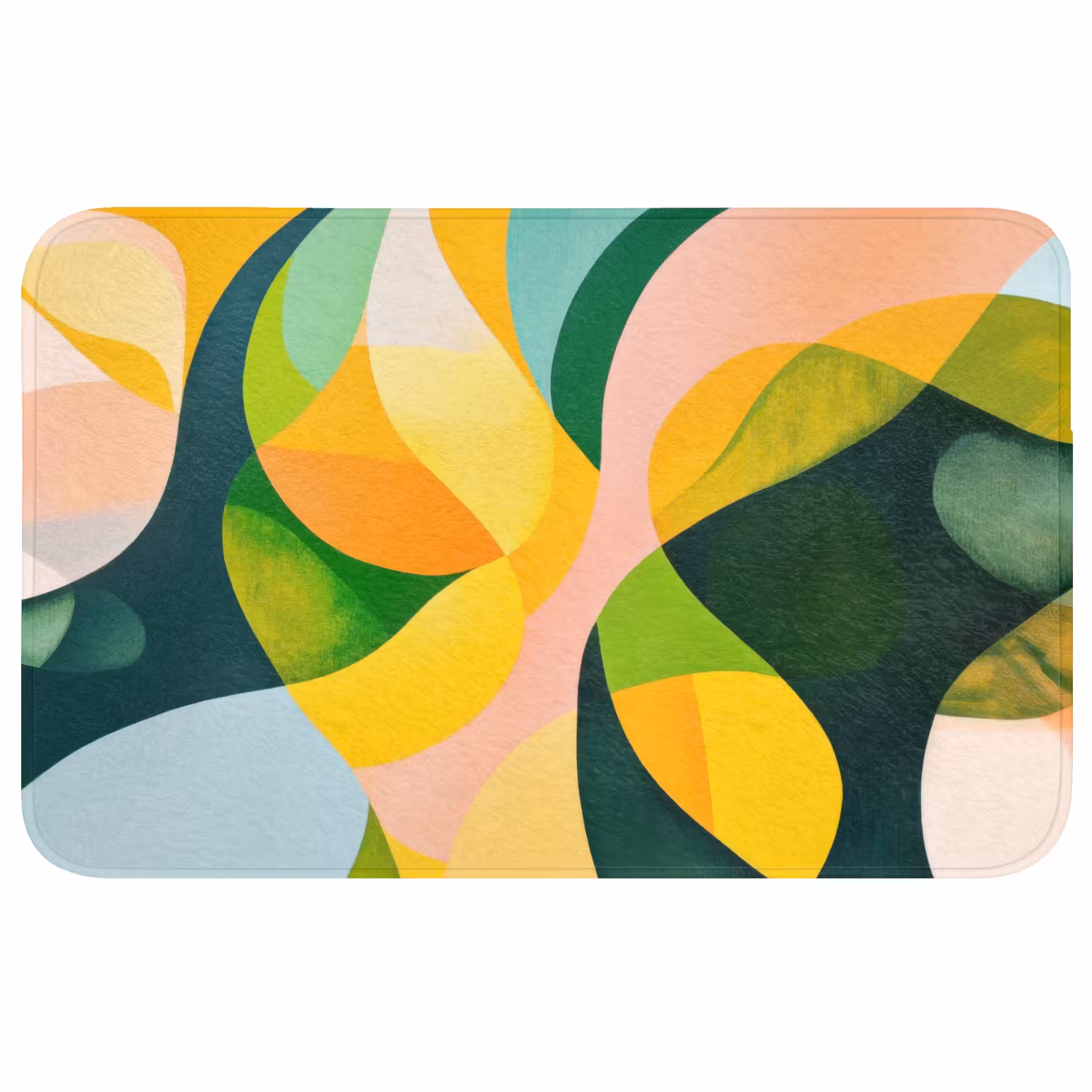 Badmat - Abstract - Geel - Roze - Groen