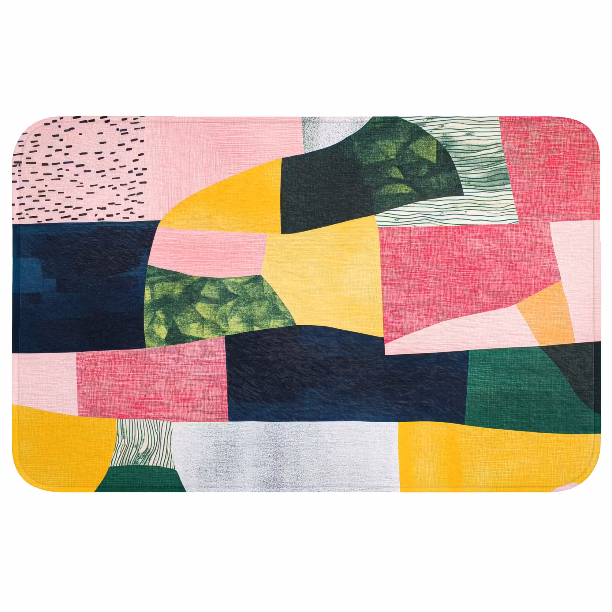 Badmat - Abstract - Roze - Lappen - Vormen - Geel