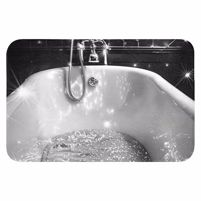 Badmat - Badkuip - Glitters - Zwart wit - Badkamer
