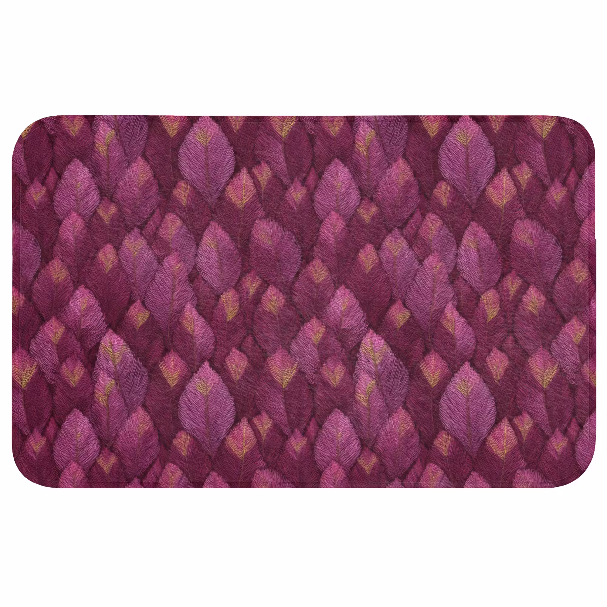 Badmat - Bladeren - Patroon - Burgundy