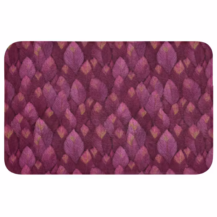 Badmat - Bladeren - Patroon - Burgundy