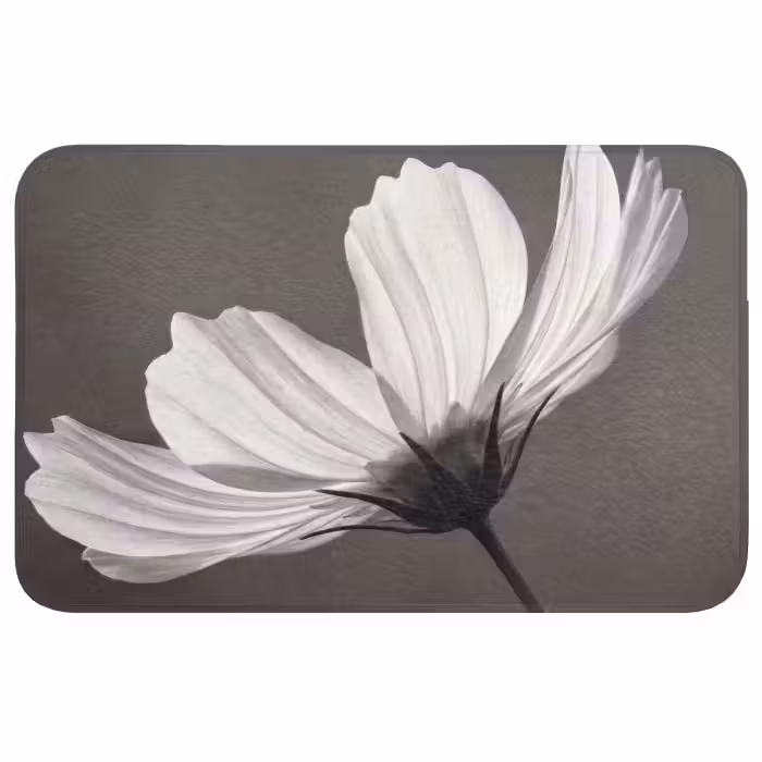 Badmat - Bloem - Minimalistisch - Zwart - Wit