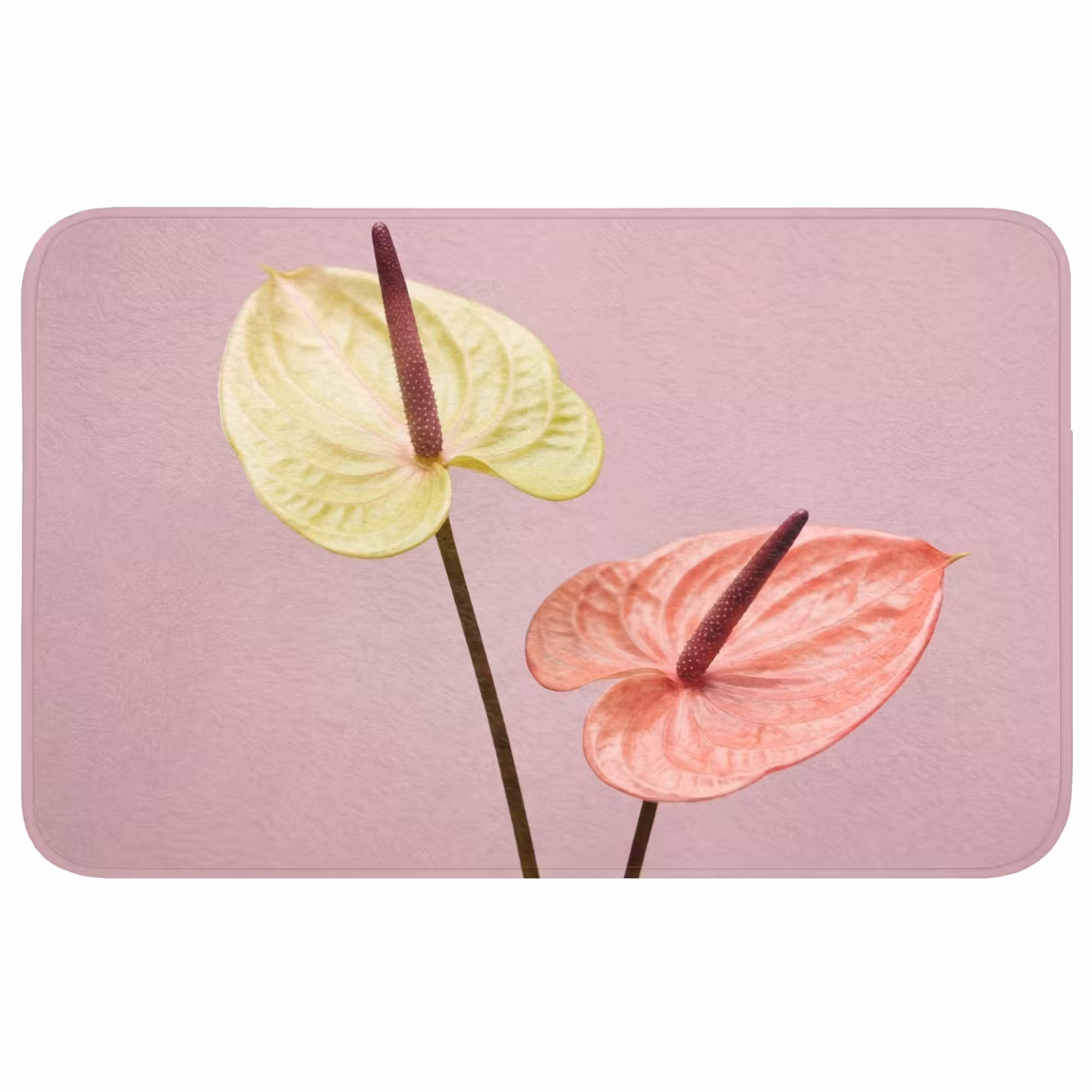 Badmat - Bloemen - Anthuriums - Geel - Roze