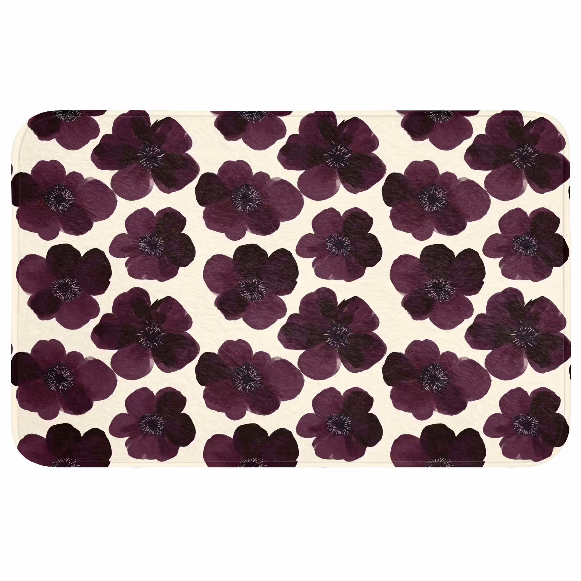 Badmat - Bloemen - Aquarel - Paars