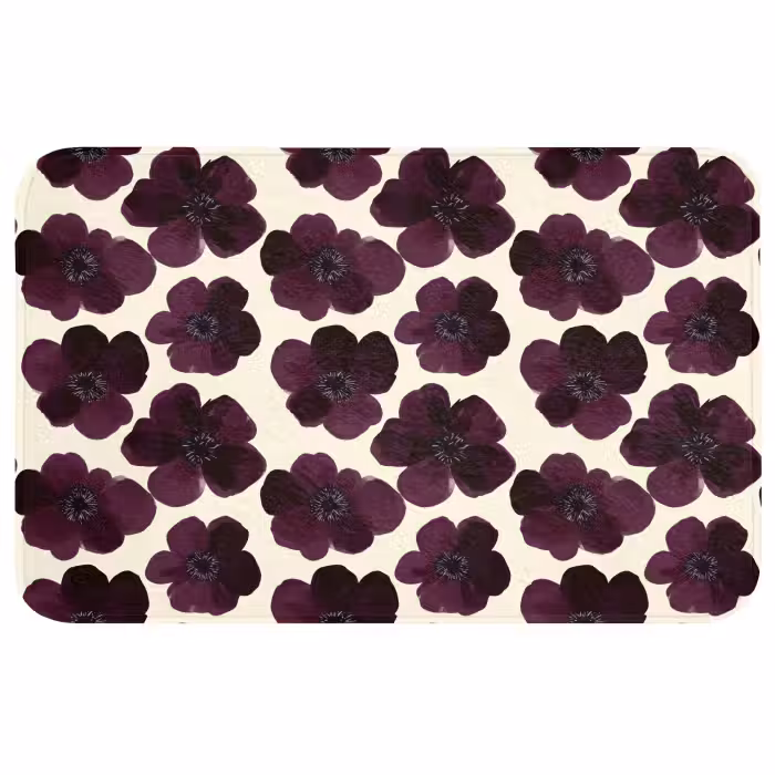 Badmat - Bloemen - Aquarel - Paars