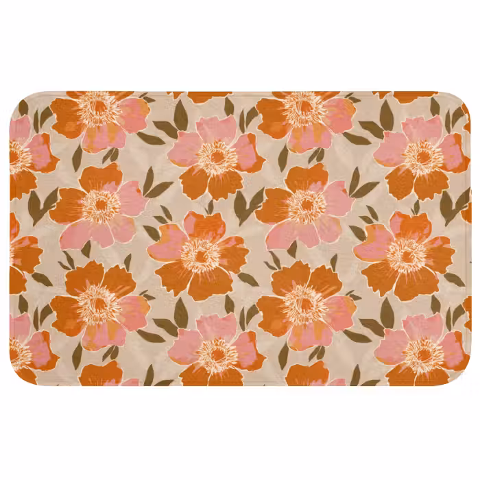 Badmat - Bloemen - Motief - Retro