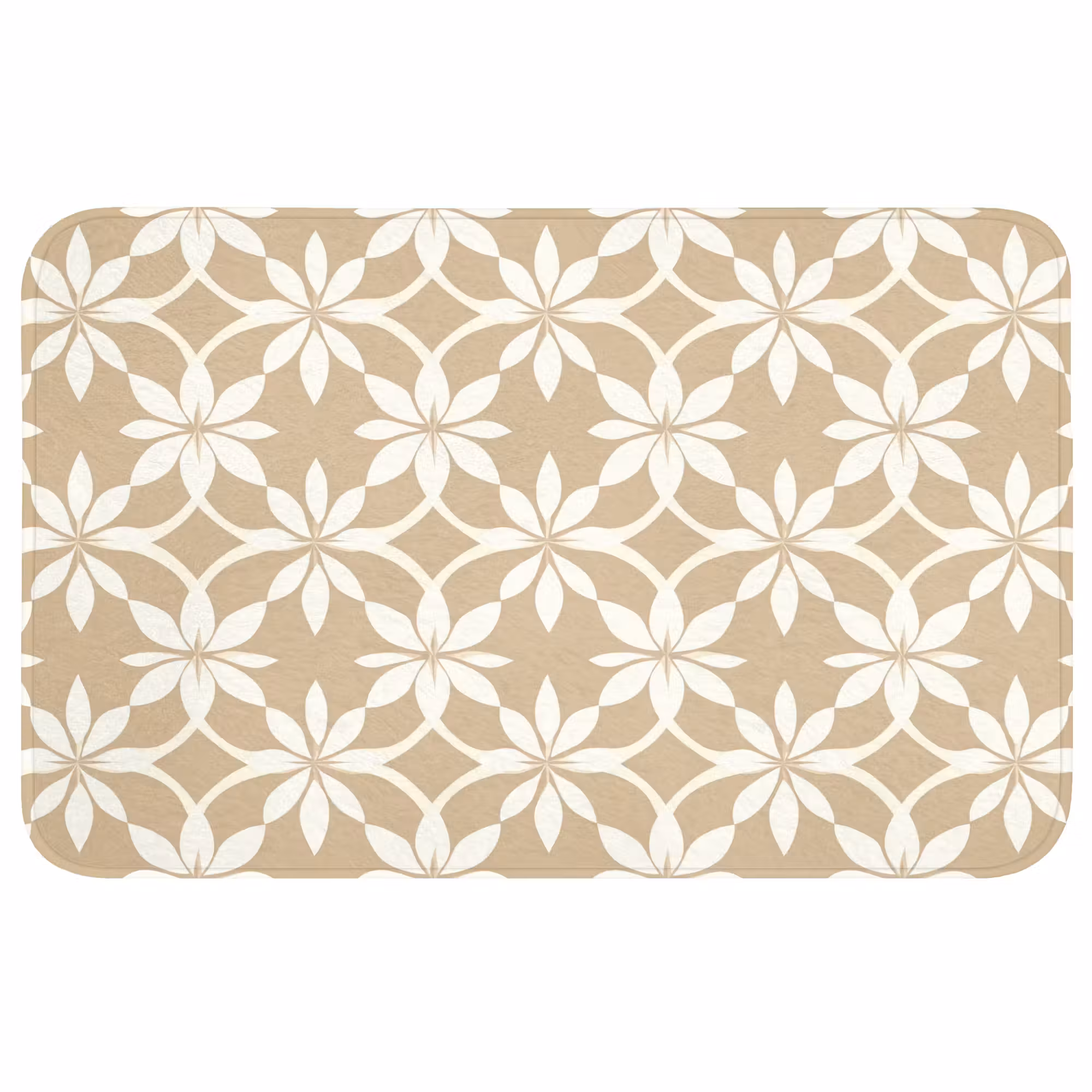 Badmat - Bloemen - Patroon - Beige