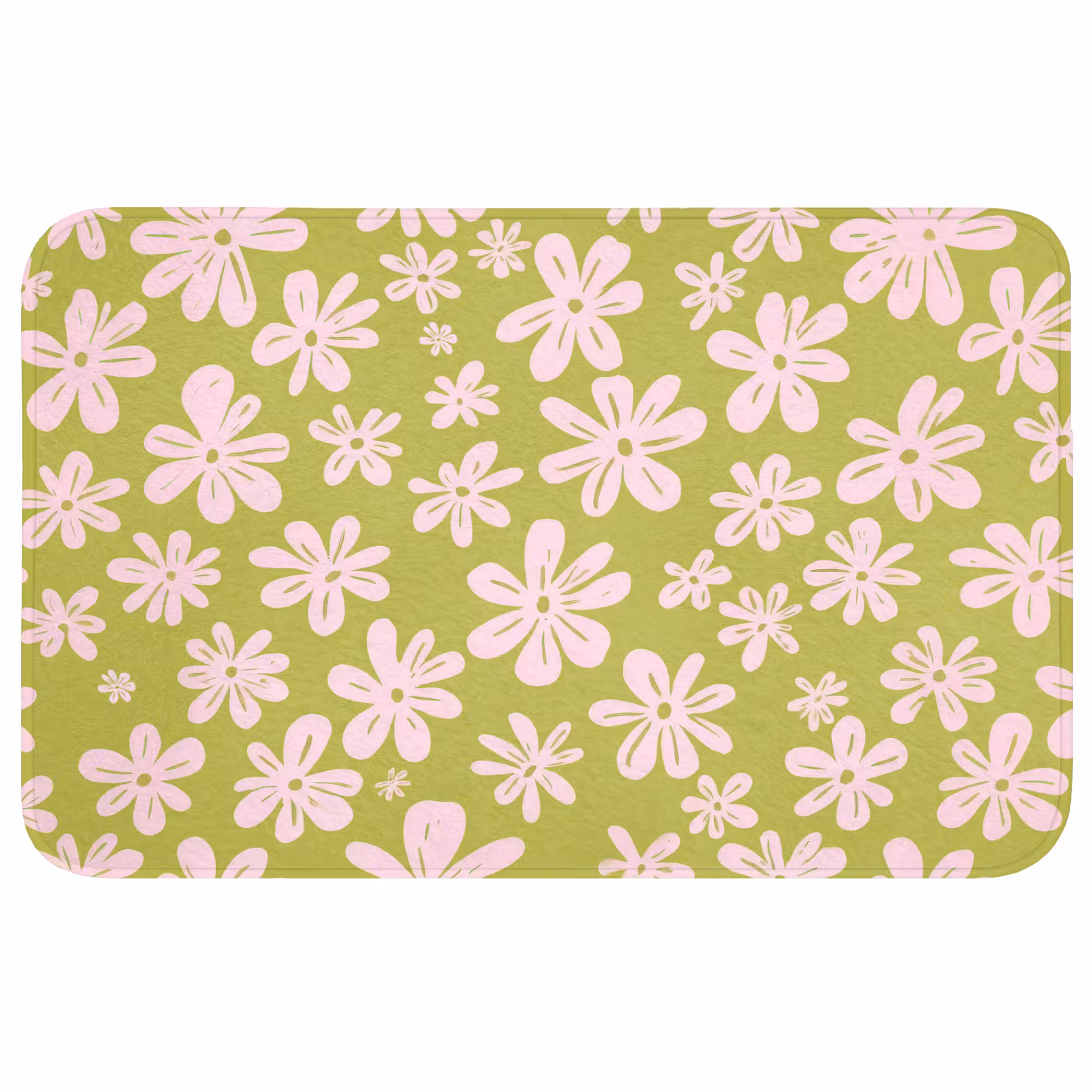 Badmat - Bloemen - Roze - Getekend - Patroon