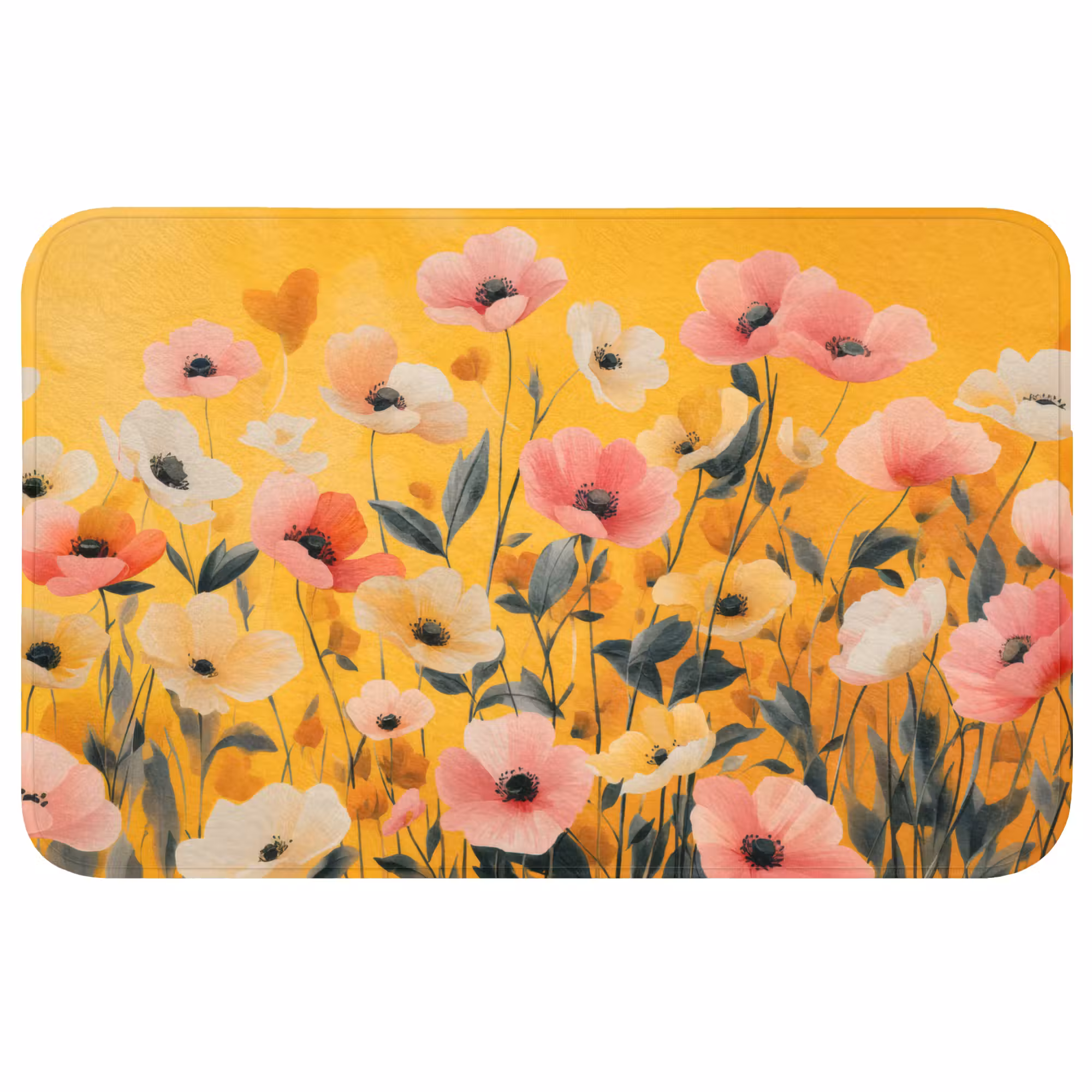 Badmat - Bloemen - Veld - Geel