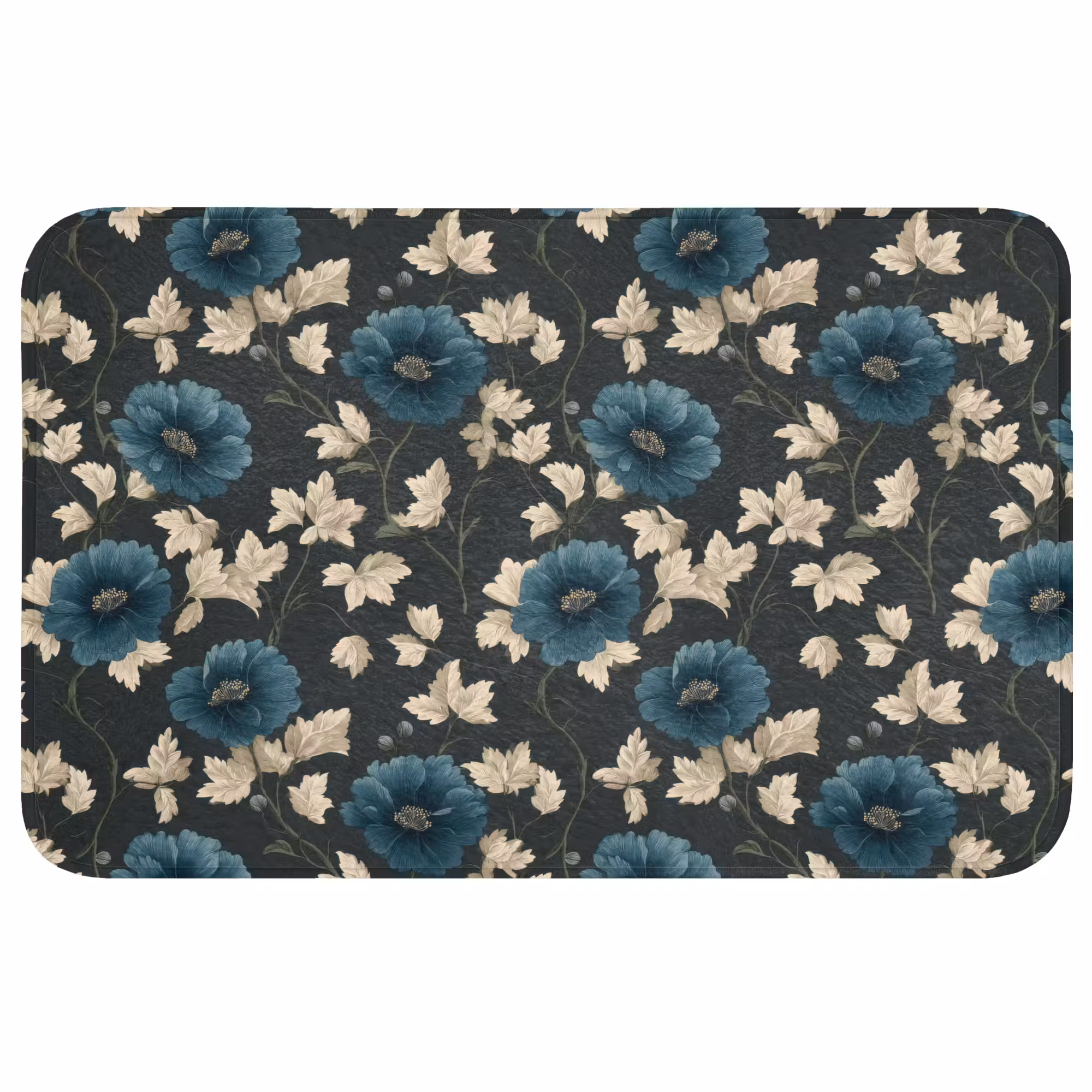 Badmat - Botanisch - Bloemen - Blauw
