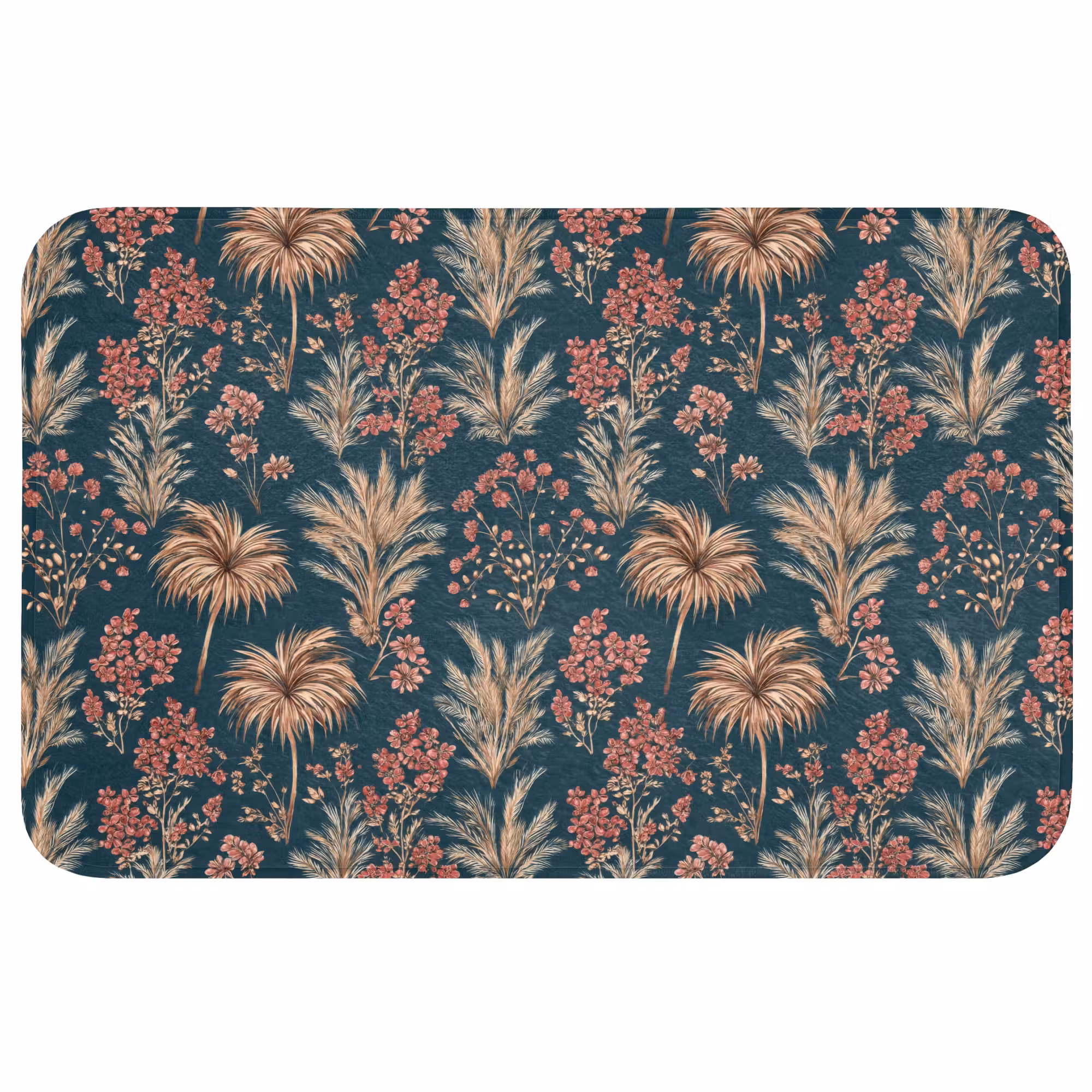 Badmat - Botanisch - Patroon - Blauw