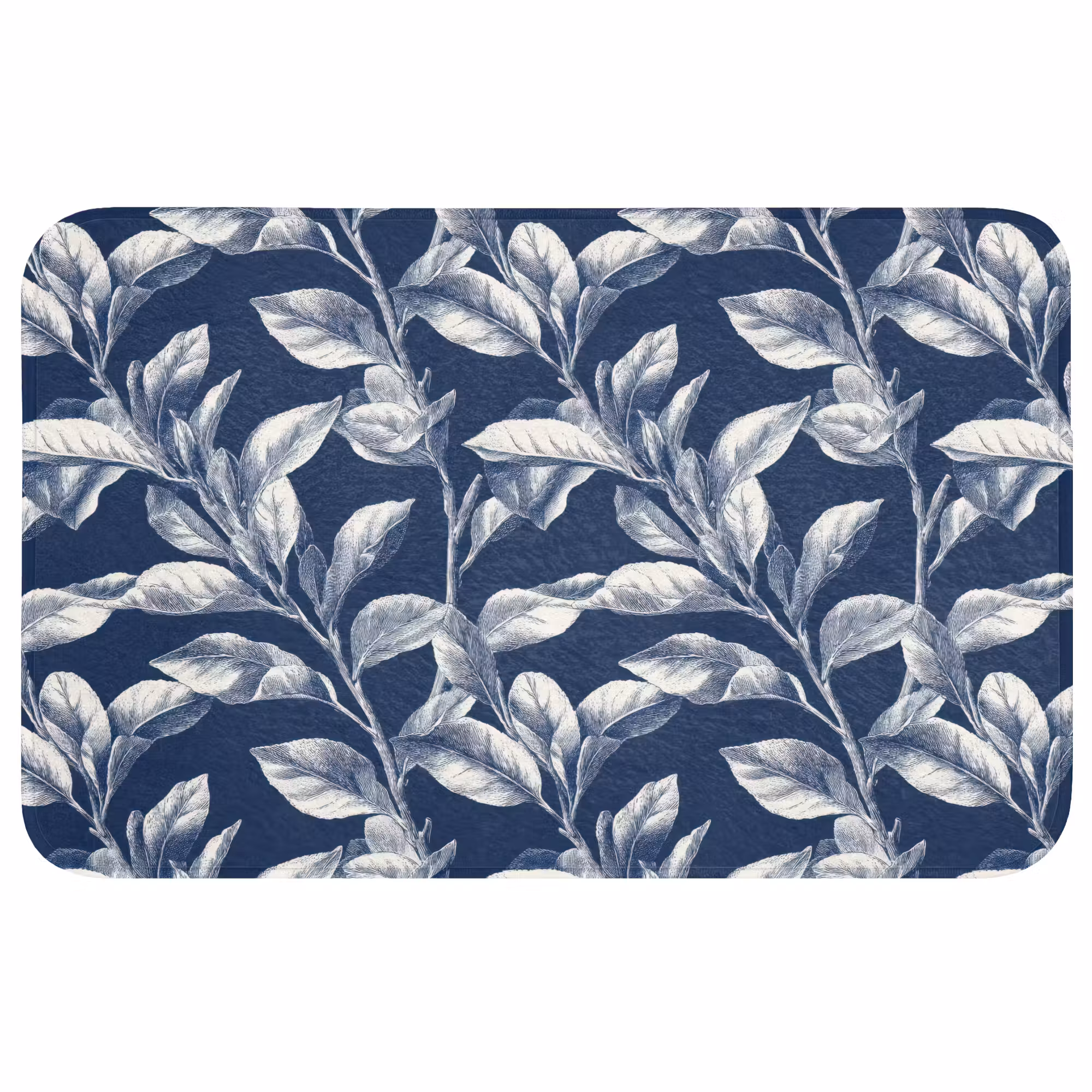 Badmat - Botanisch - Patroon - Blauw