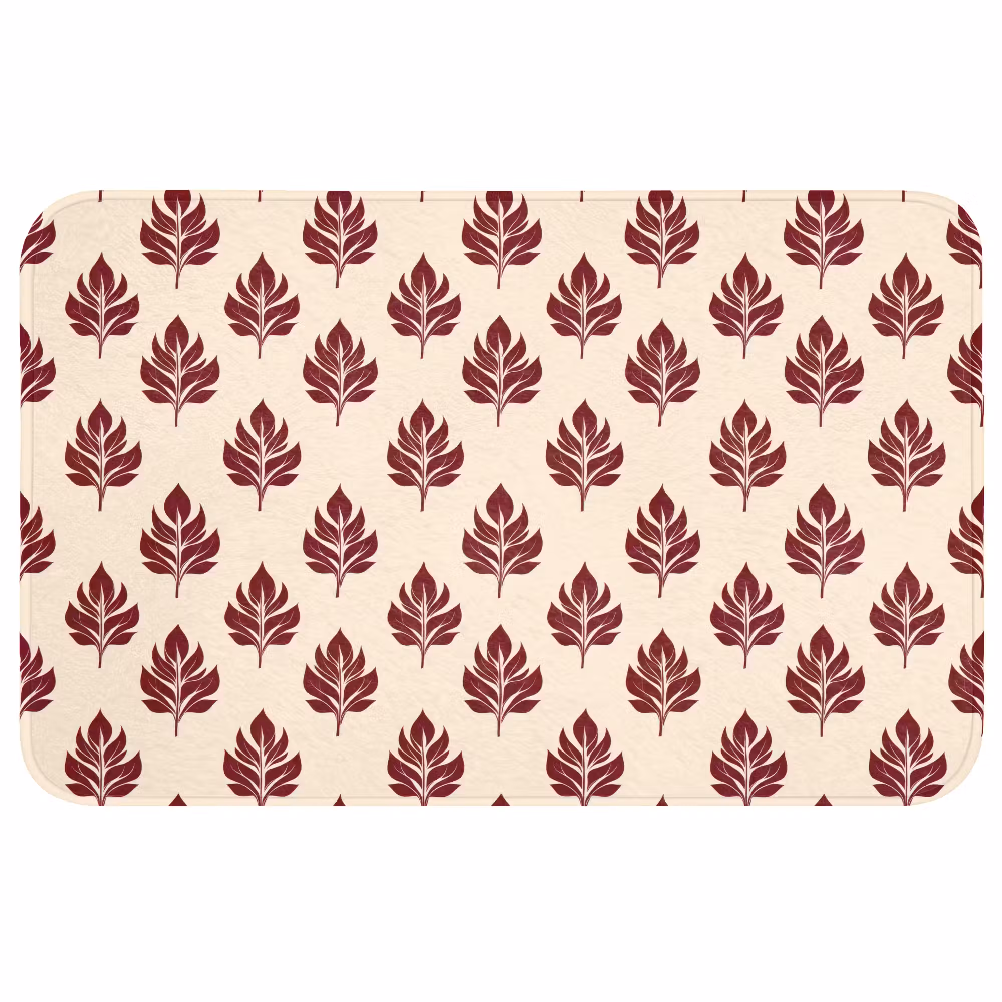 Badmat - Botanisch - Patroon - Bordeaux